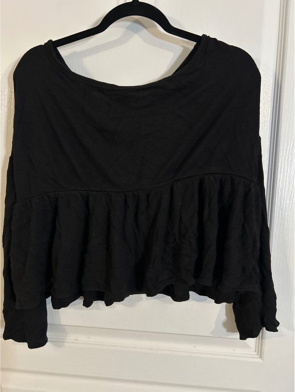 ALYA Black Long Sleeve Peplum Top Size Large